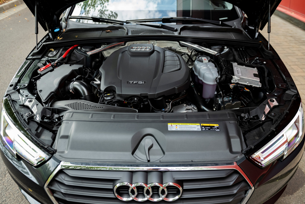 Audi A4 TFSI petrol engine with the bonnet open