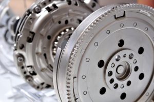 Close-up of clutch and flywheel components